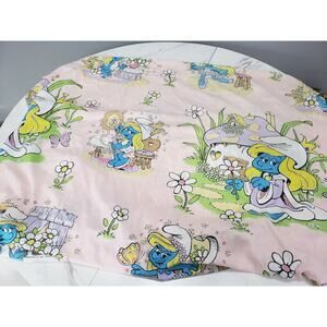 GORGEOUS Vintage 1983 Peyo Smurfette Smurfs Pink Twin‎ FITTED Bed Sheet
